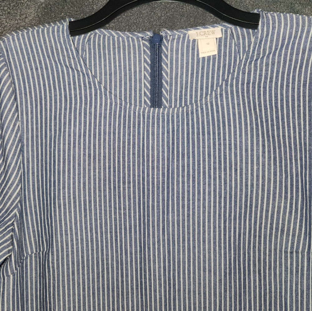 J. Crew Blue and White Striped Mini Dress Size 10 - Picture 5 of 9